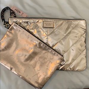 Victoria’s Secret rose gold pouch set